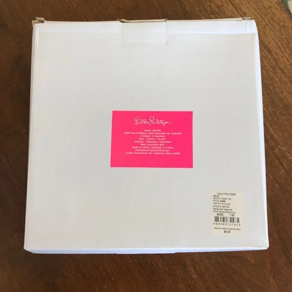 LILLY PULITZER Resort Sway with Me Melamine Dinner Plates (4) NIB
